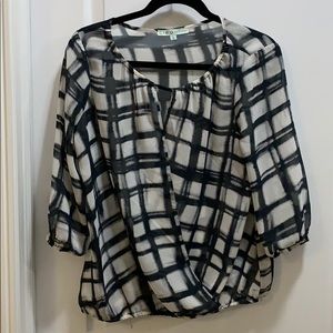 BOGO Cleo sheer wrap blouse geometric pattern